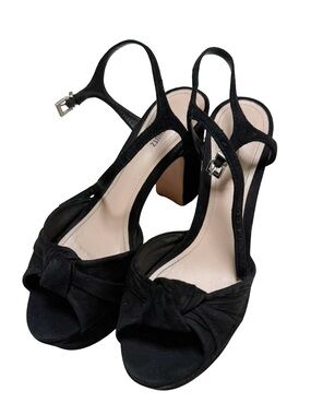 SCHUTZ Slingback Knot Peep Toe Heels Black Velvet Size 7.5 GUC